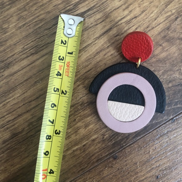 Anthropologie Nora Lozza Abstract Mod Style Leather Earrings - Picture 3 of 6